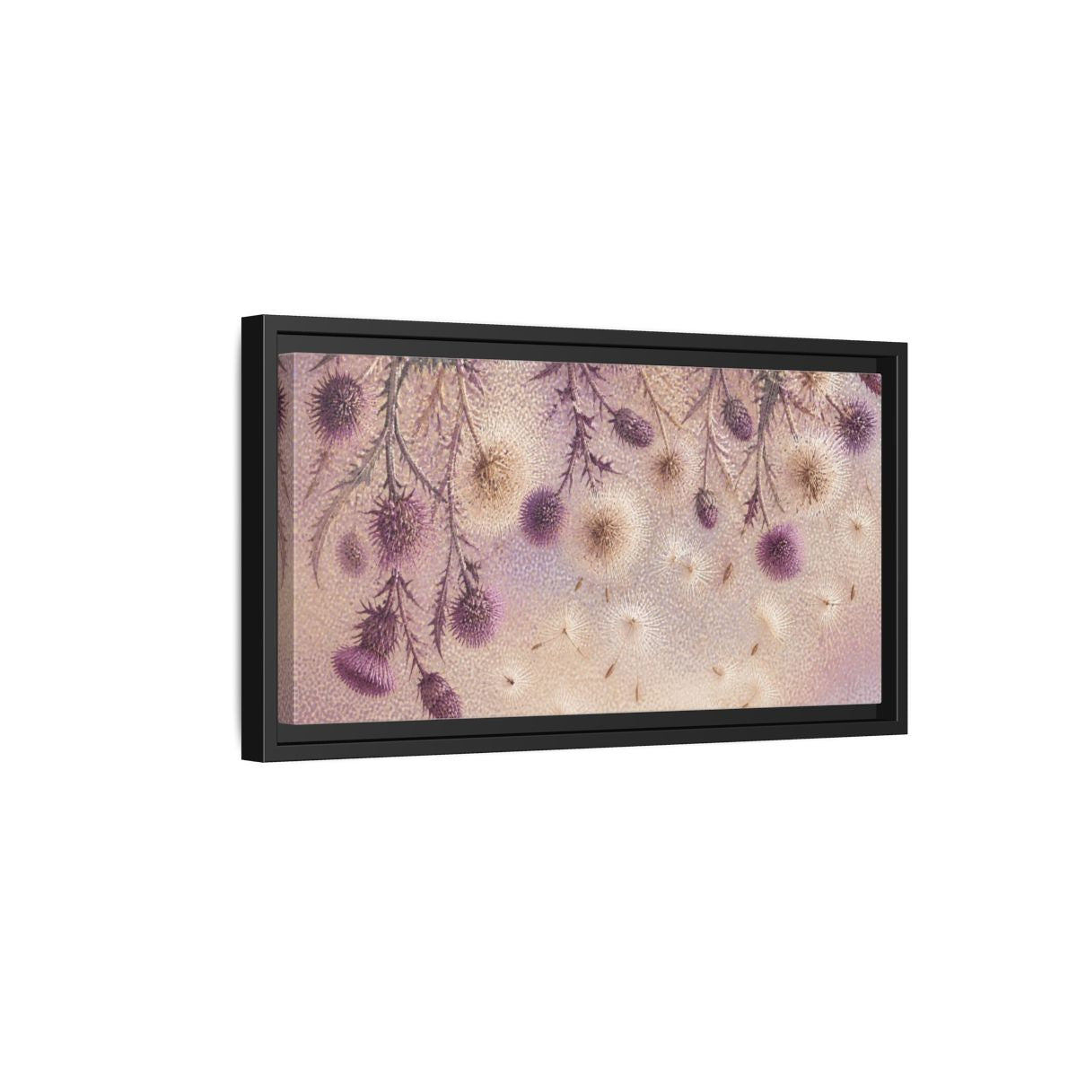 Side Mockup 8. Botanical Thistle Study shown as framed canvas print