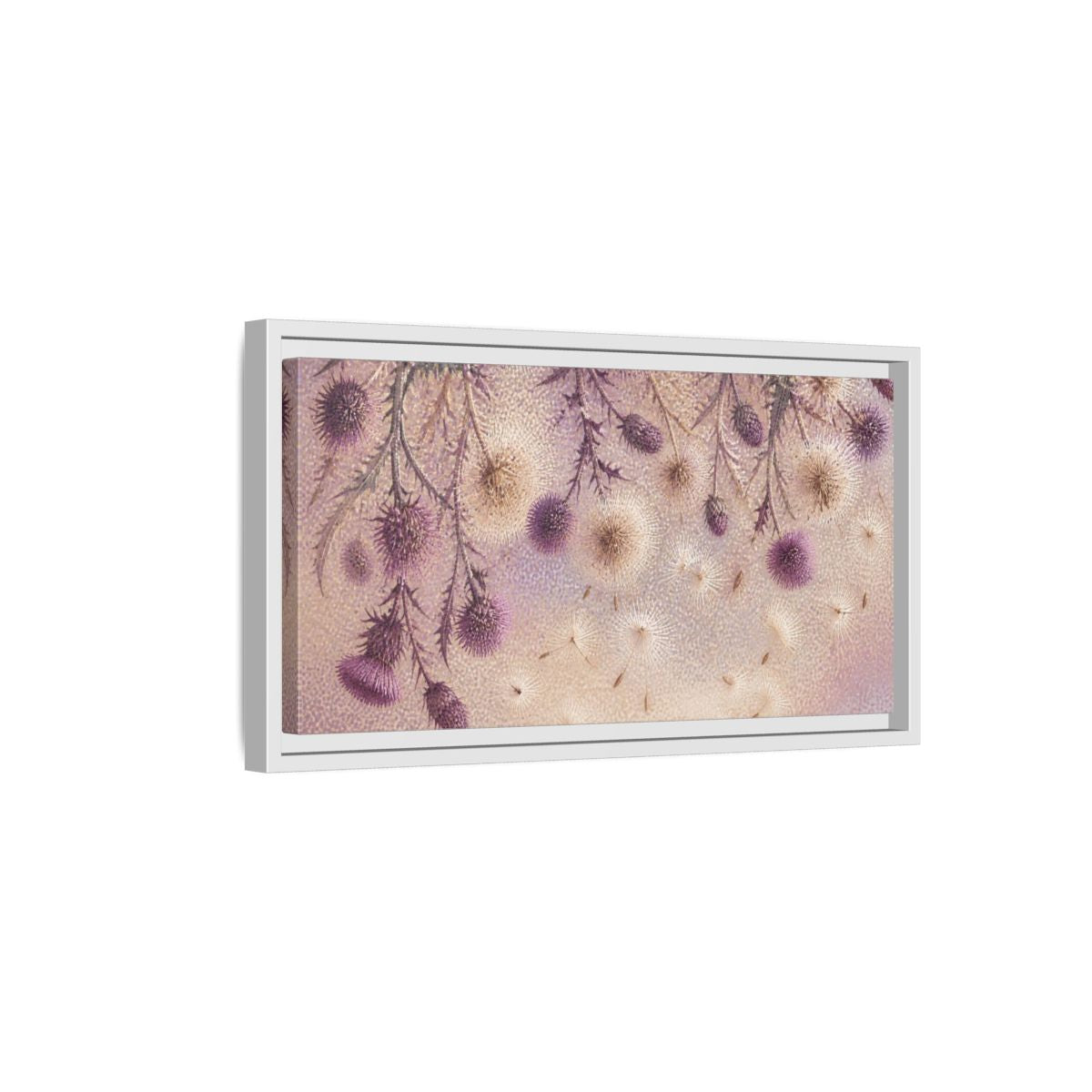 Side Mockup 6. Botanical Thistle Study shown as framed canvas print