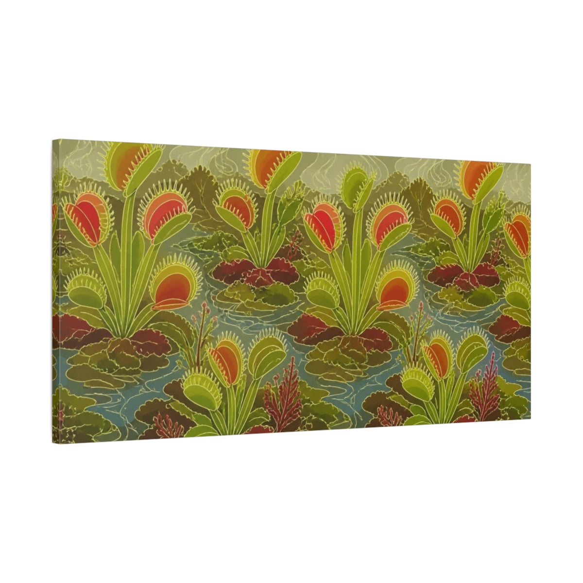 Main Mockup. Botanical Venus Flytrap Garden shown as canvas print