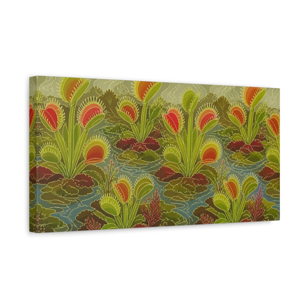 Side Mockup 3. Botanical Venus Flytrap Garden shown as canvas print