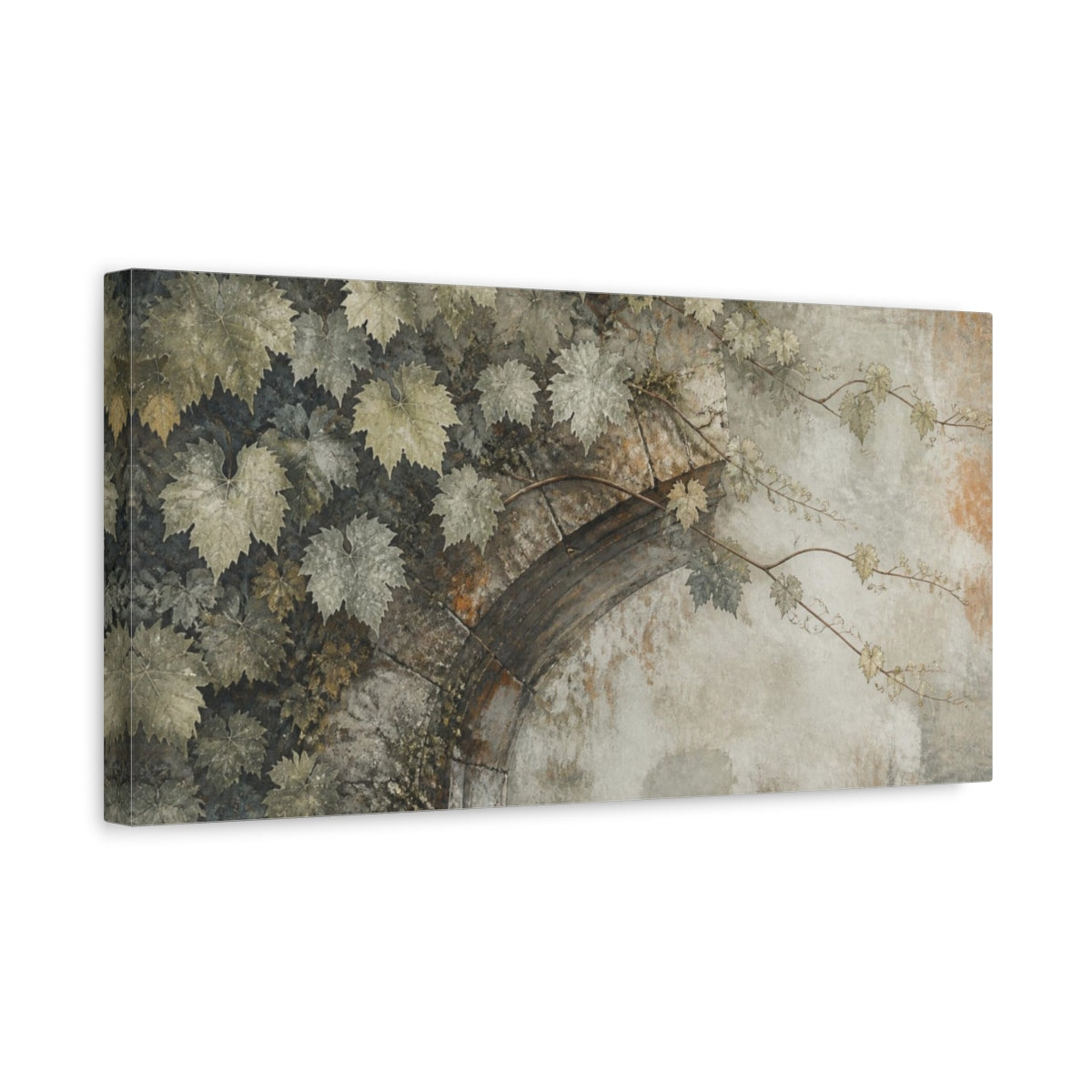 Side Mockup 3. Botanical Vine Leaves shown as canvas print