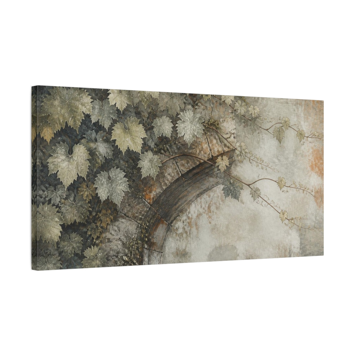 Side Mockup 1. Botanical Vine Leaves shown as canvas print