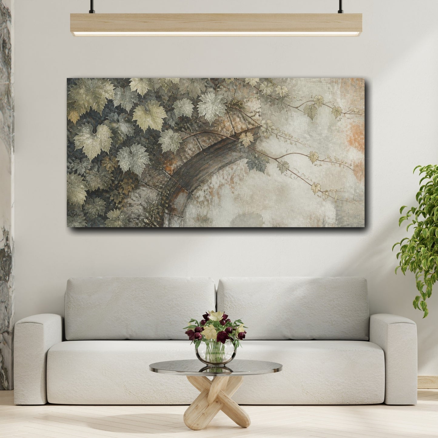 Mockup 2. Botanical Vine Leaves shown as canvas print