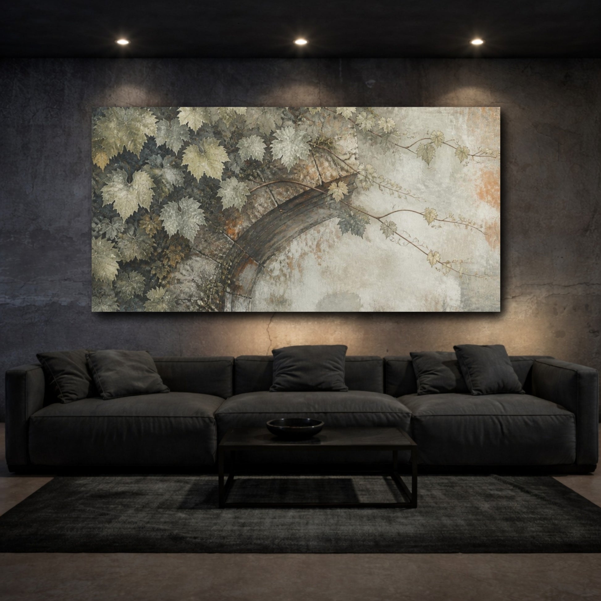 Mockup 3. Botanical Vine Leaves shown as canvas print