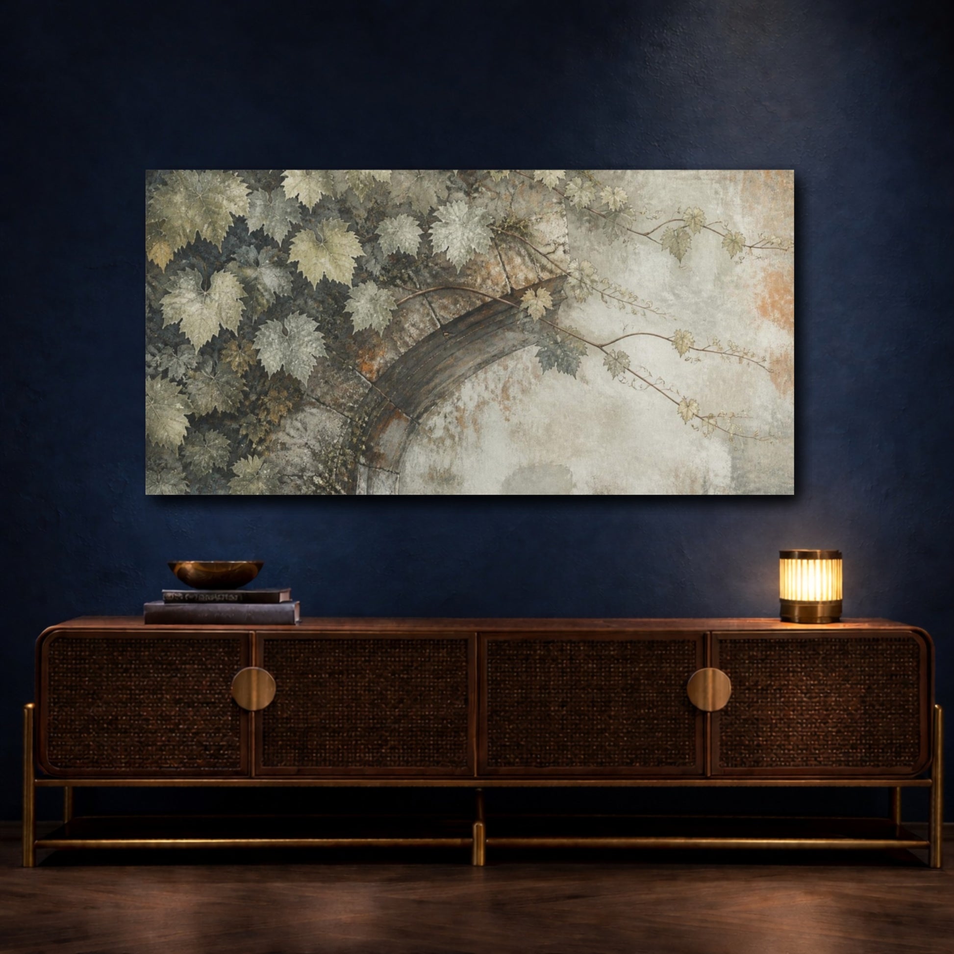 Mockup 4. Botanical Vine Leaves shown as canvas print