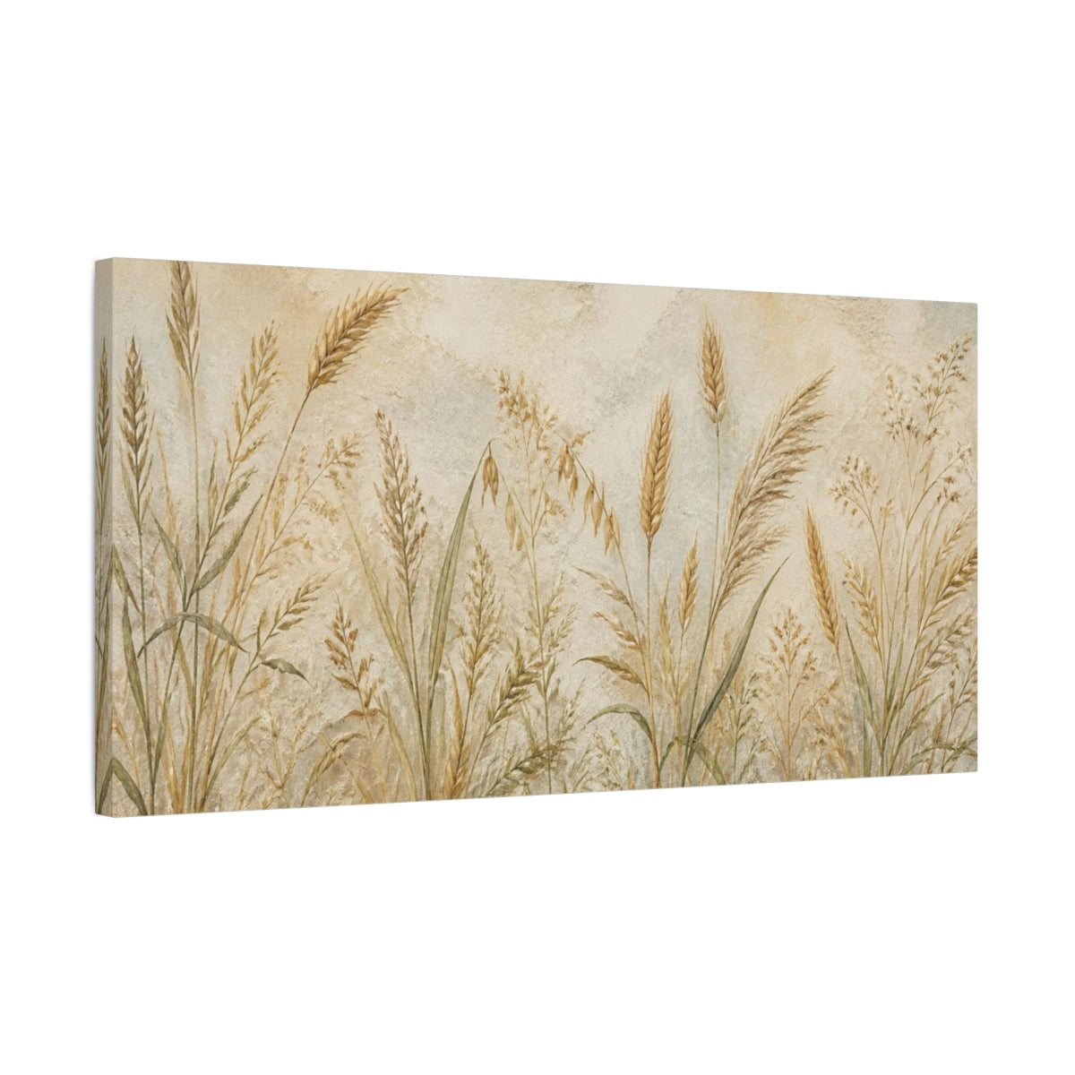 Side Mockup 1. Botanical Wild Grasses shown as canvas print