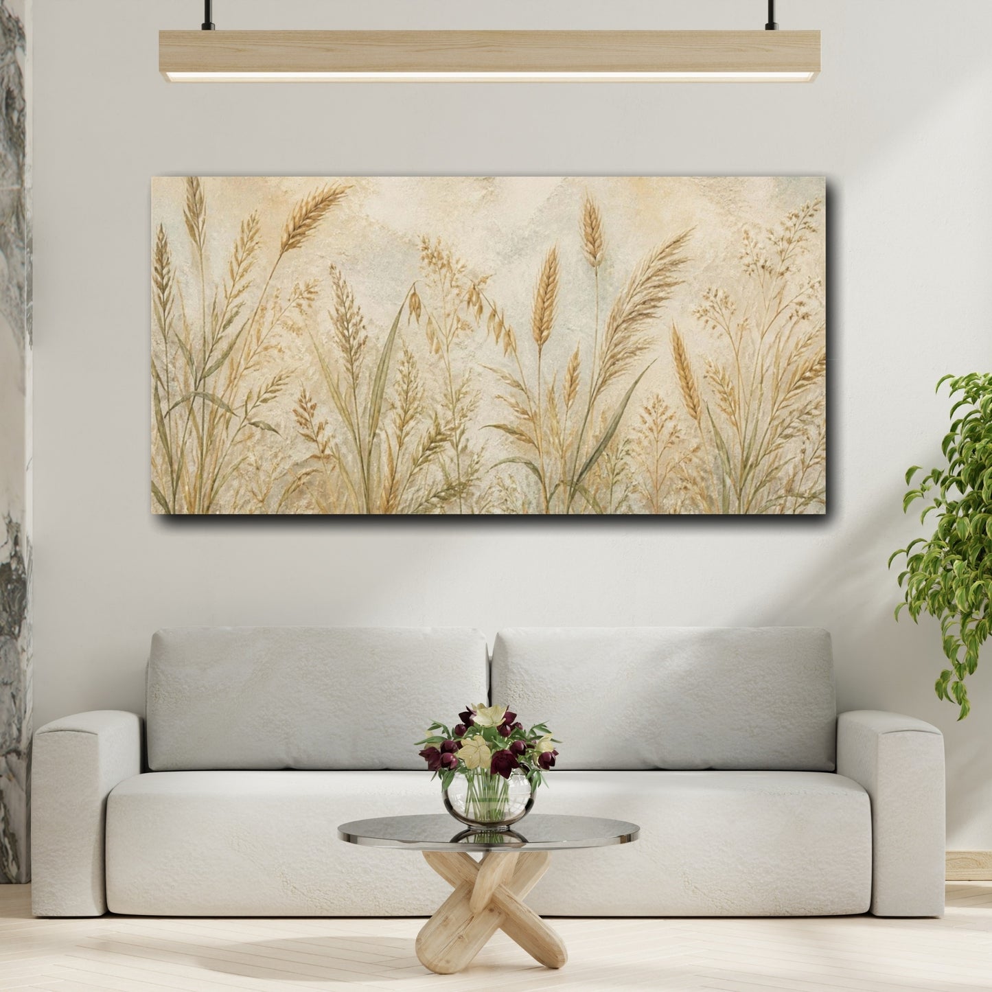 Mockup 2. Botanical Wild Grasses shown as canvas print