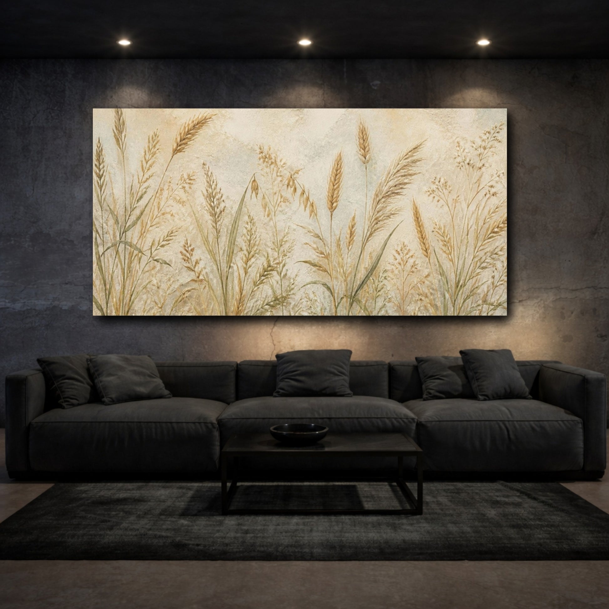 Mockup 3. Botanical Wild Grasses shown as canvas print
