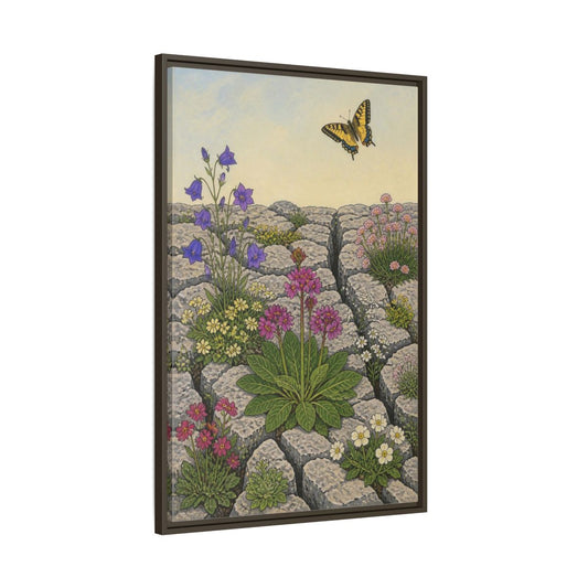 Main Mockup. Botanical Wildflowers In Pavement shown as framed canvas print