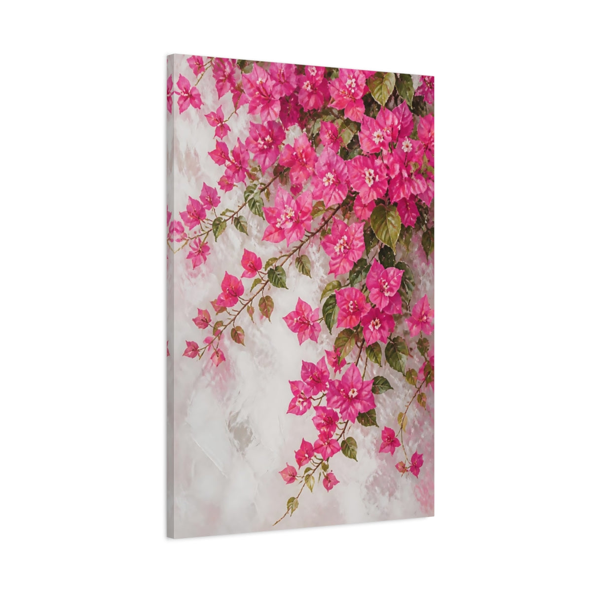 Main Mockup. Bougainvillea Flowers On Plaster shown as canvas print