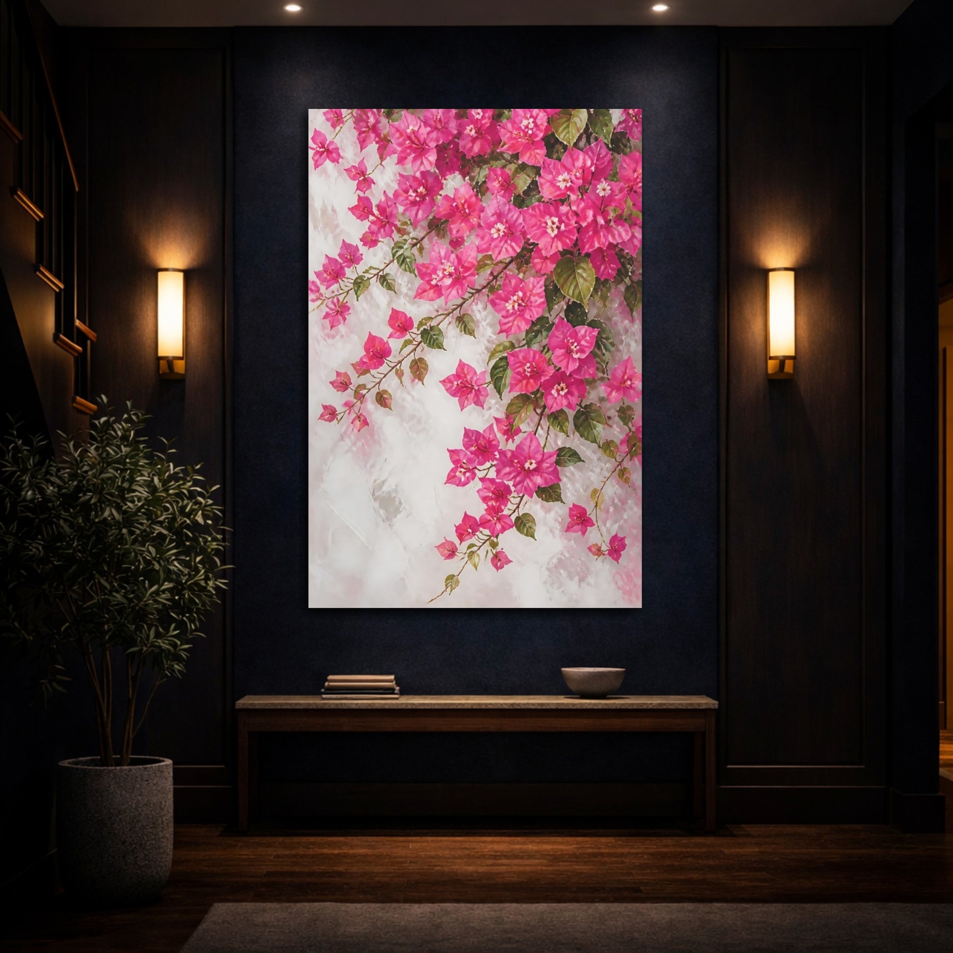 Mockup 4. Bougainvillea Flowers On Plaster shown as canvas print