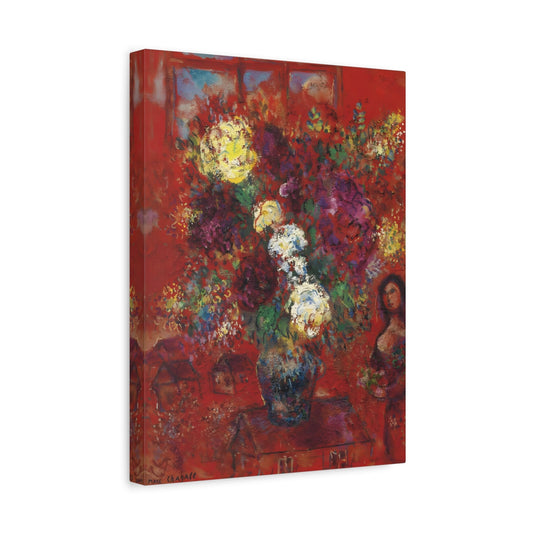 Bouquet Flowers Red - Masterpiece Canvas Chagall Wall Art Print