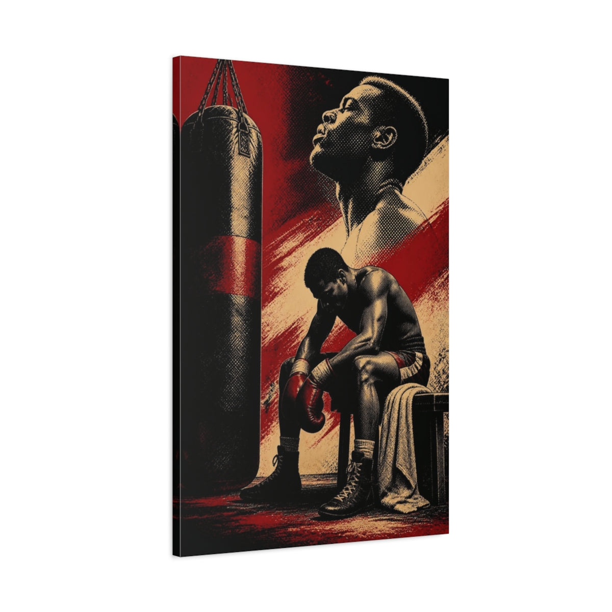 Main Mockup. Boxer Motivation Moment shown as canvas print