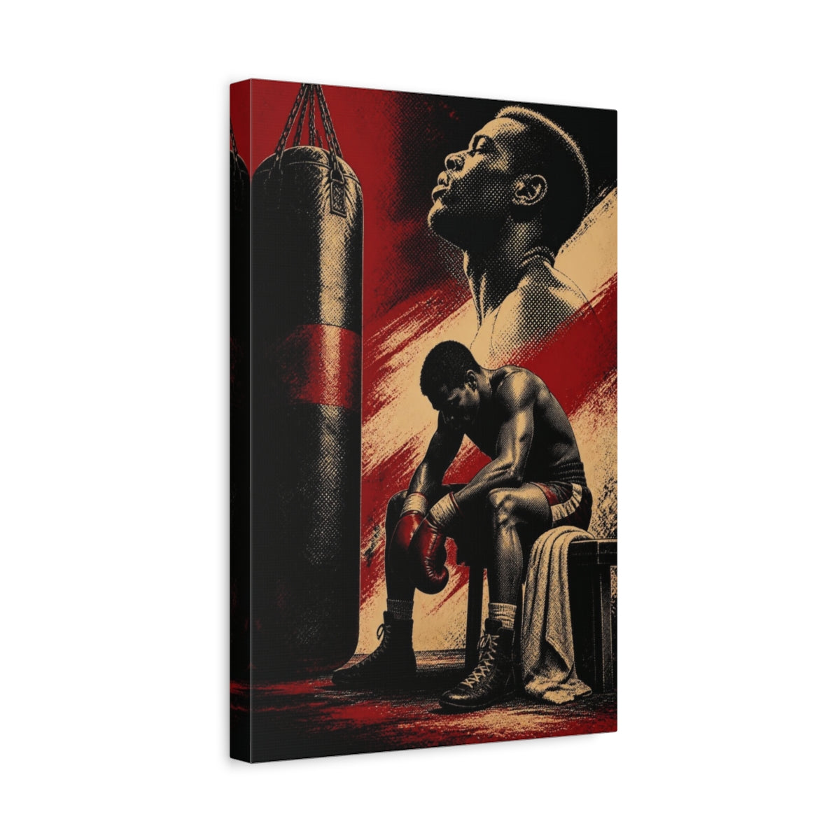 Side Mockup 4. Boxer Motivation Moment shown as canvas print