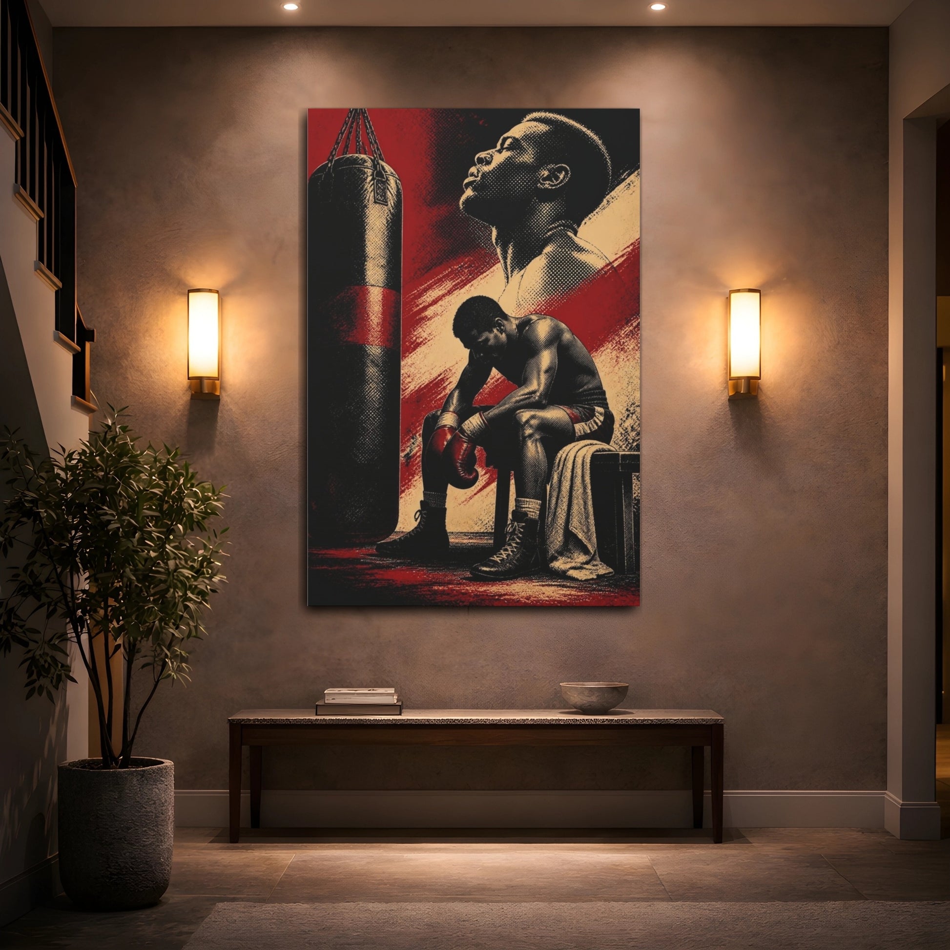 Mockup 2. Boxer Motivation Moment shown as canvas print