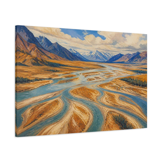 Main Mockup. Braided River Valley shown as canvas print