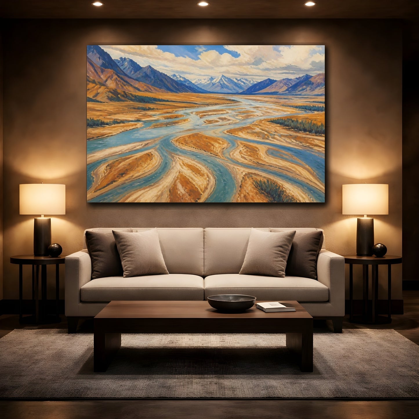 Mockup 2. Braided River Valley shown as canvas print
