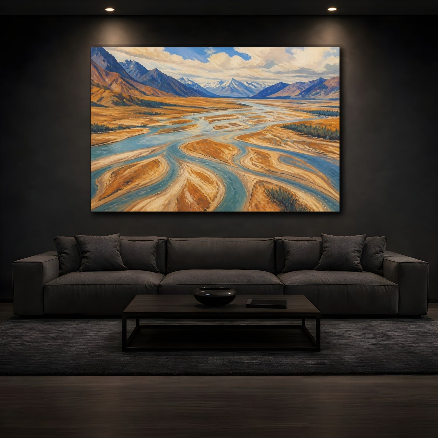 Mockup 3. Braided River Valley shown as canvas print