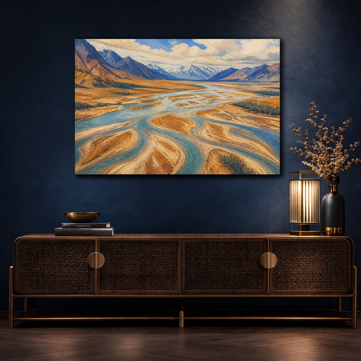 Mockup 4. Braided River Valley shown as canvas print