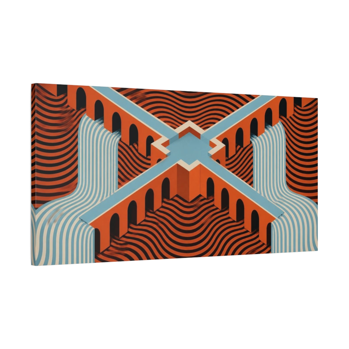 Main Mockup. Bridge Illusion Waterfall shown as canvas print