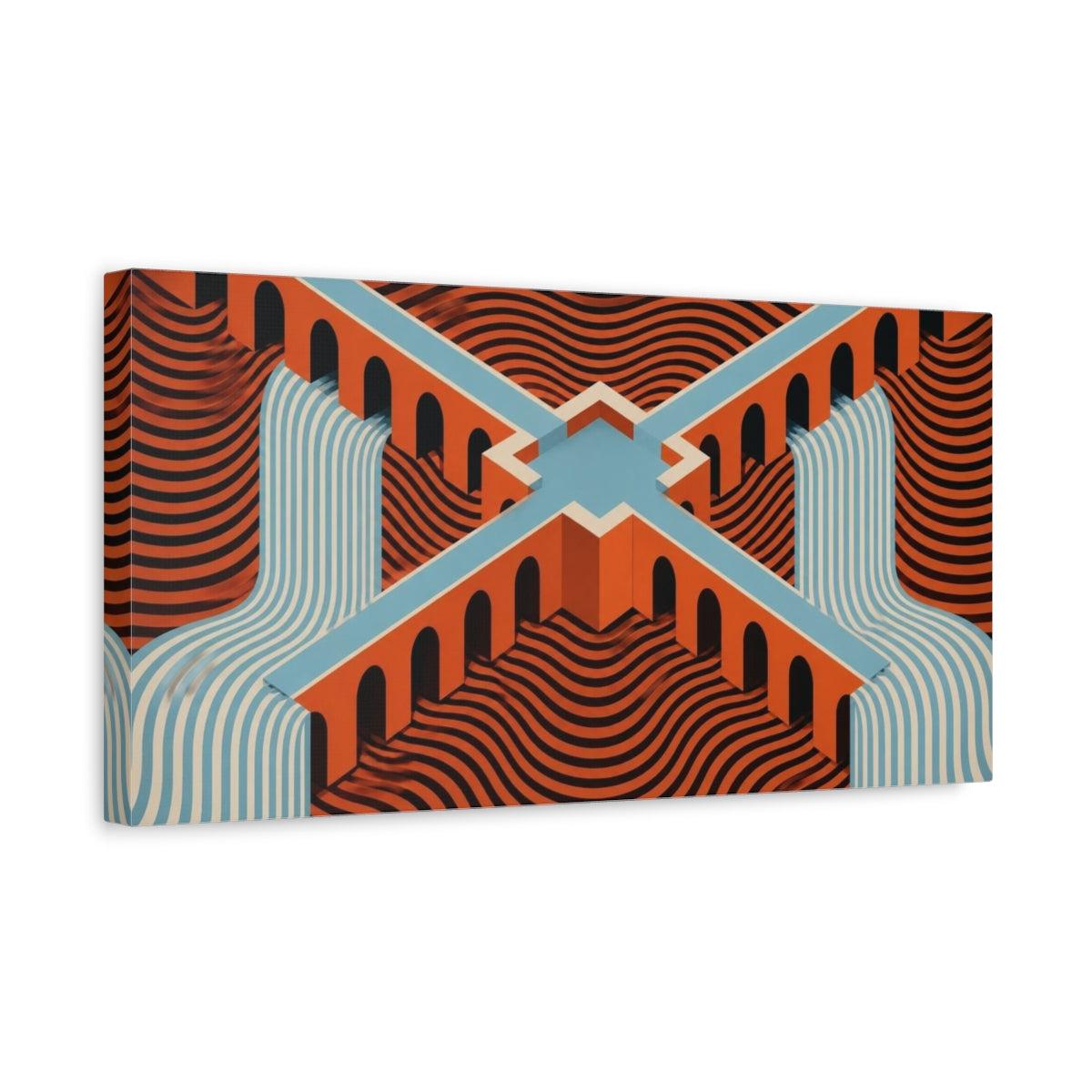 Side Mockup 3. Bridge Illusion Waterfall shown as canvas print