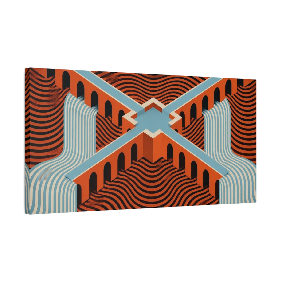 Side Mockup 1. Bridge Illusion Waterfall shown as canvas print