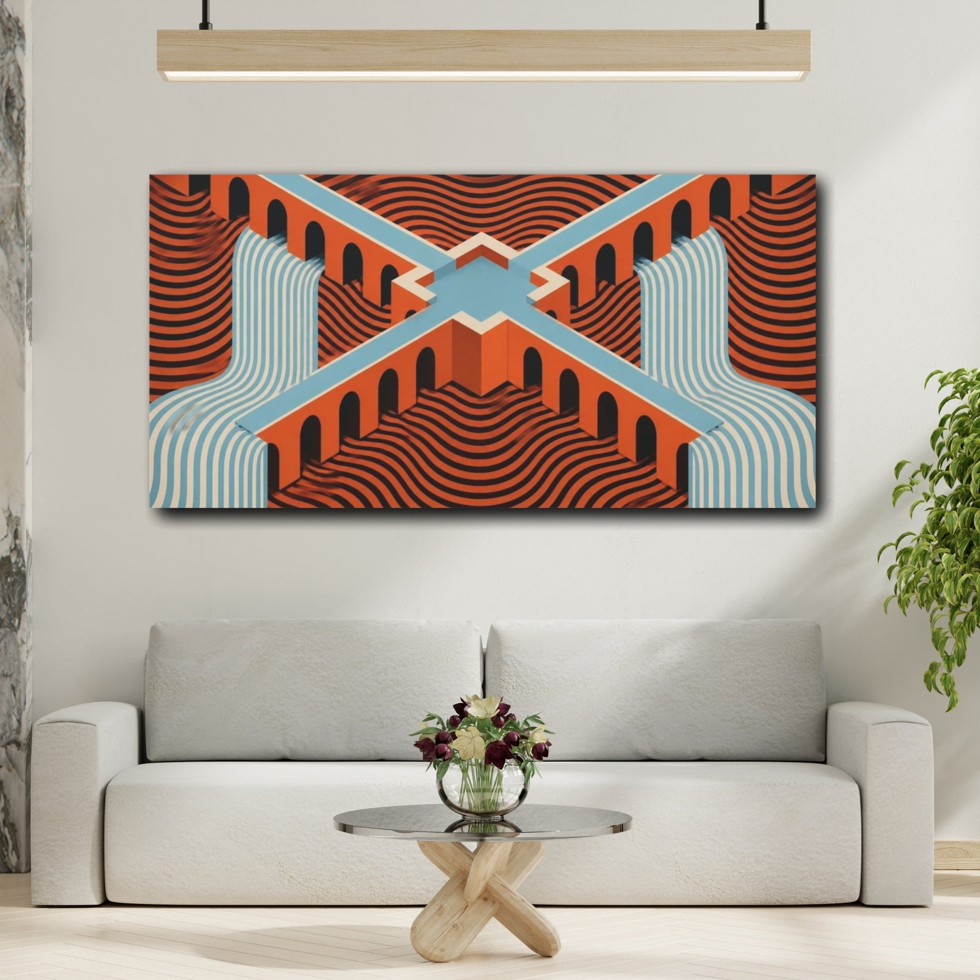 Mockup 2. Bridge Illusion Waterfall shown as canvas print