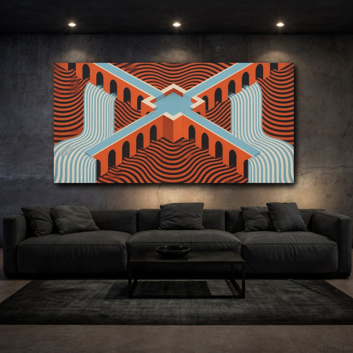 Mockup 3. Bridge Illusion Waterfall shown as canvas print