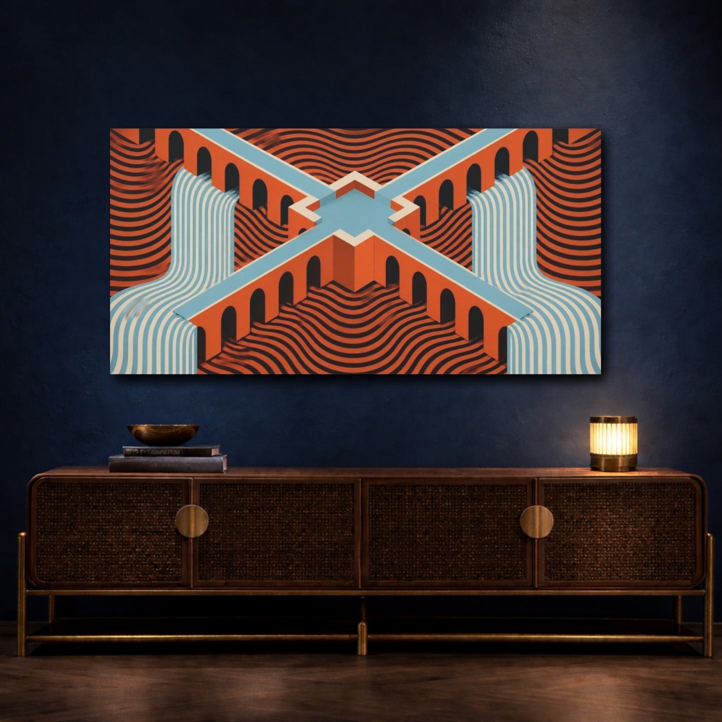 Mockup 4. Bridge Illusion Waterfall shown as canvas print