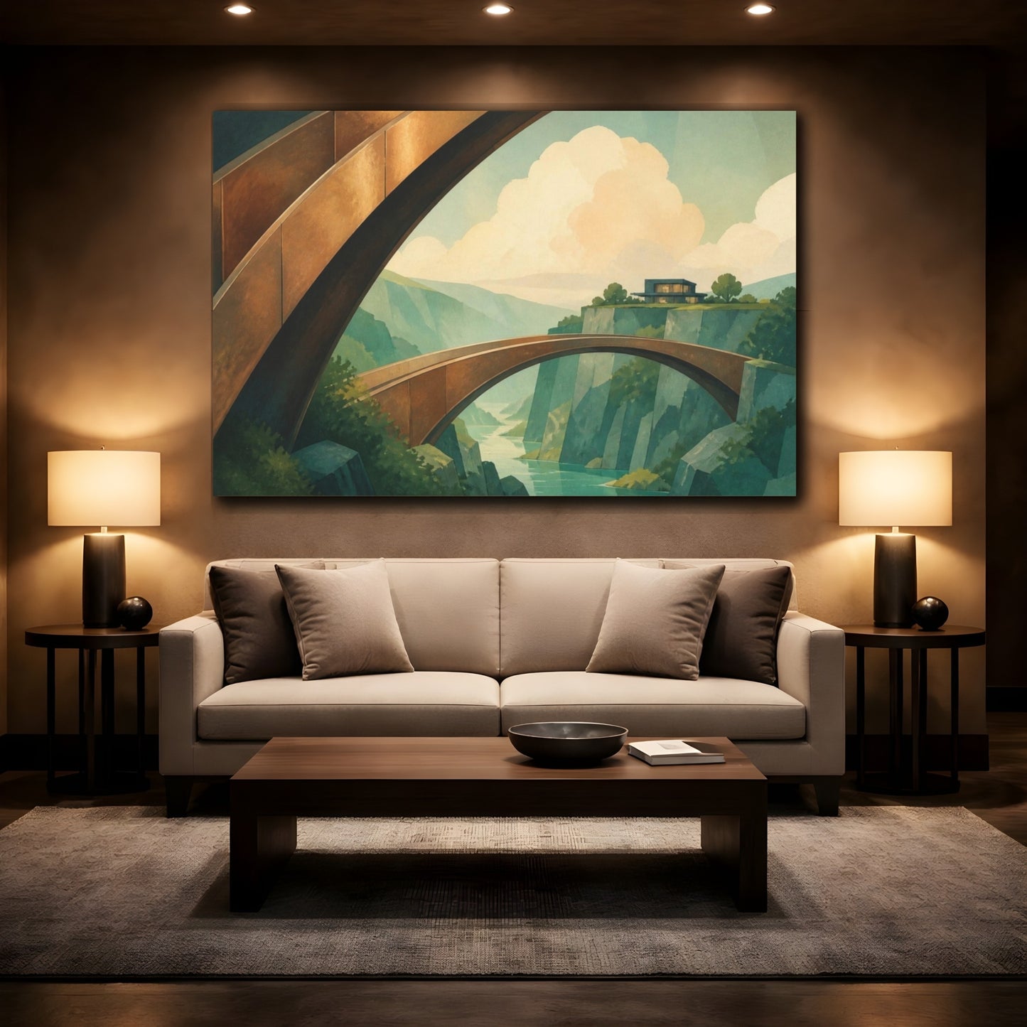 Mockup 2. Bronze Bridge Illusion shown as canvas print