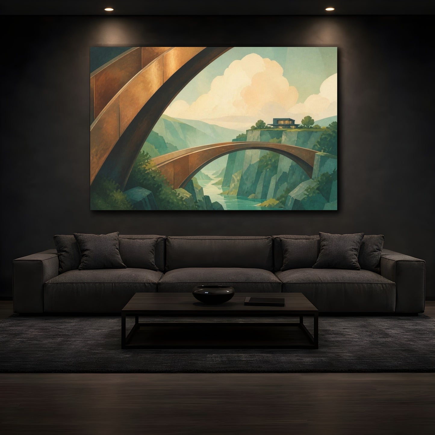 Mockup 3. Bronze Bridge Illusion shown as canvas print