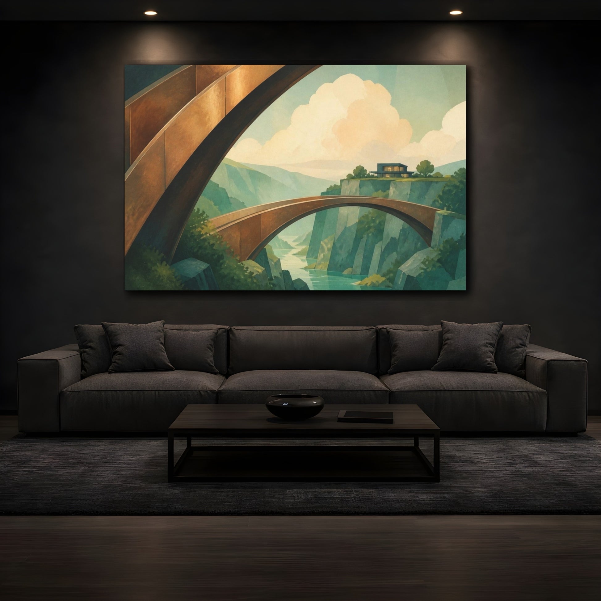 Mockup 3. Bronze Bridge Illusion shown as canvas print