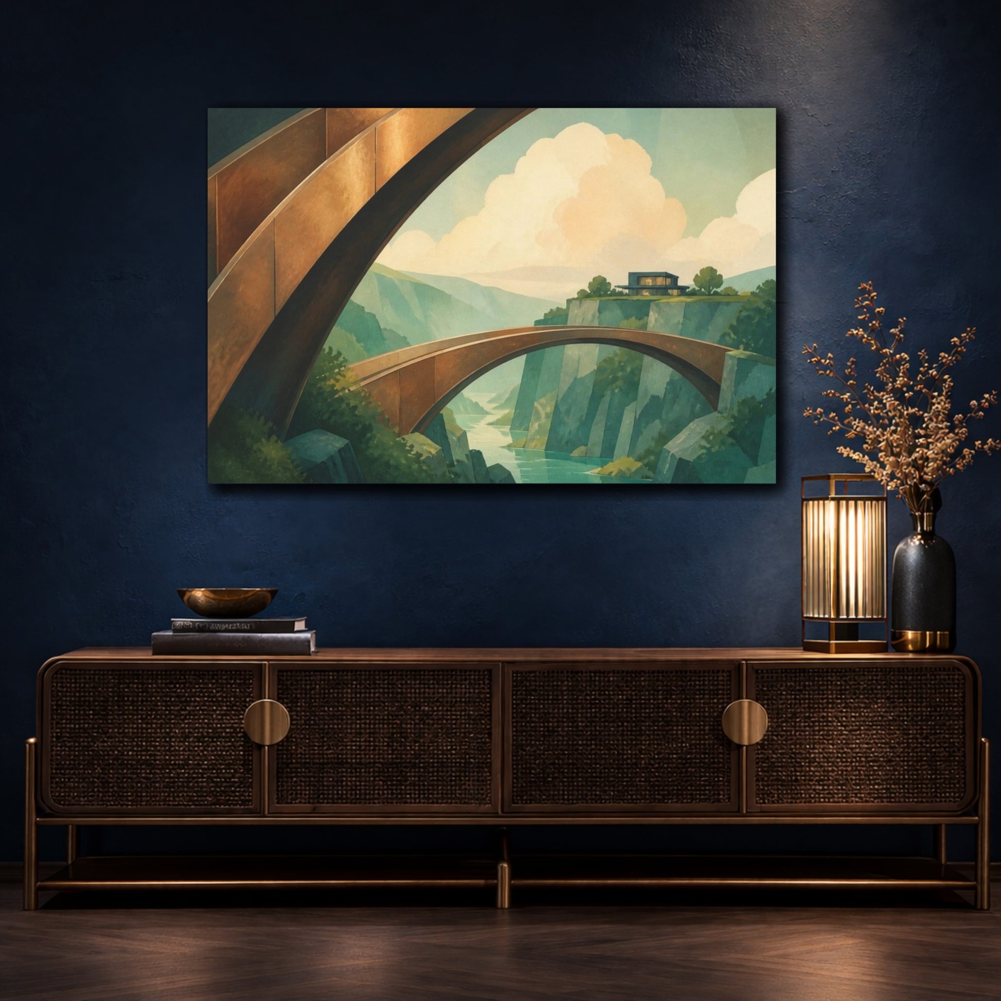 Mockup 4. Bronze Bridge Illusion shown as canvas print