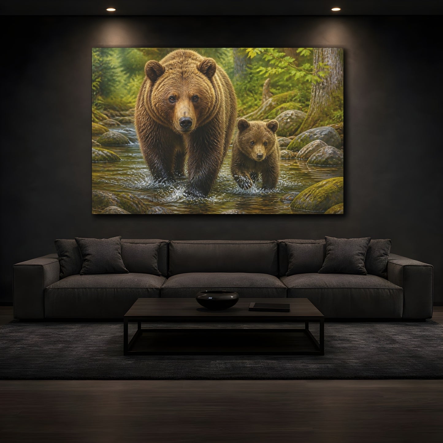 Mockup 3. Brown Bear & Cub Animals shown as canvas print