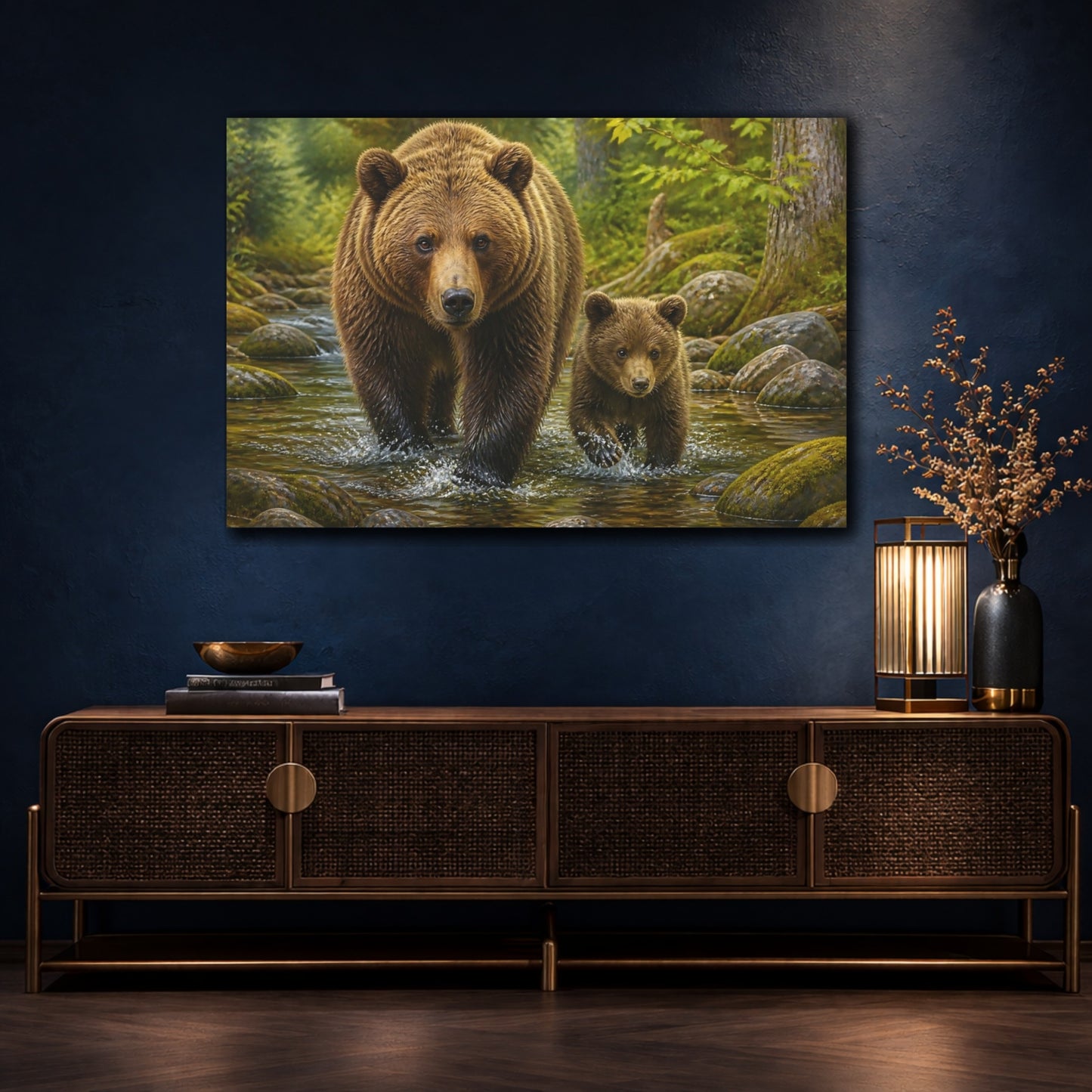 Mockup 4. Brown Bear & Cub Animals shown as canvas print