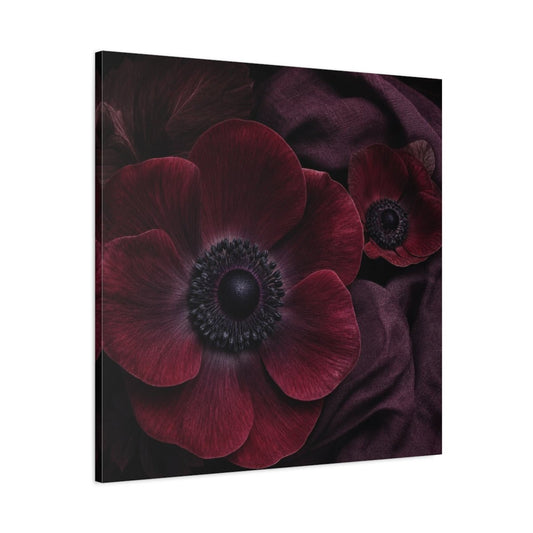 Burgundy Anemone Study Canvas Print – Living Room, Above Fireplace - YesArtYes