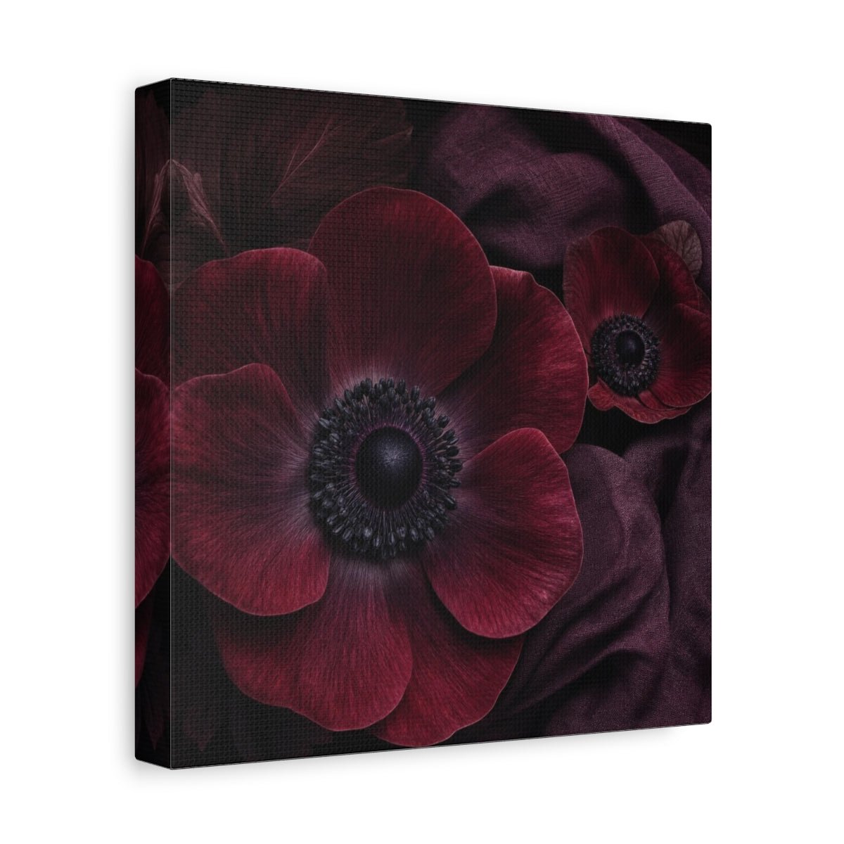 Burgundy Anemone Study Canvas Print – Living Room, Above Fireplace - YesArtYes