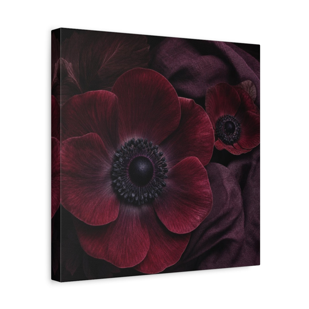 Side Mockup 7. Burgundy Anemone Study shown as canvas print
