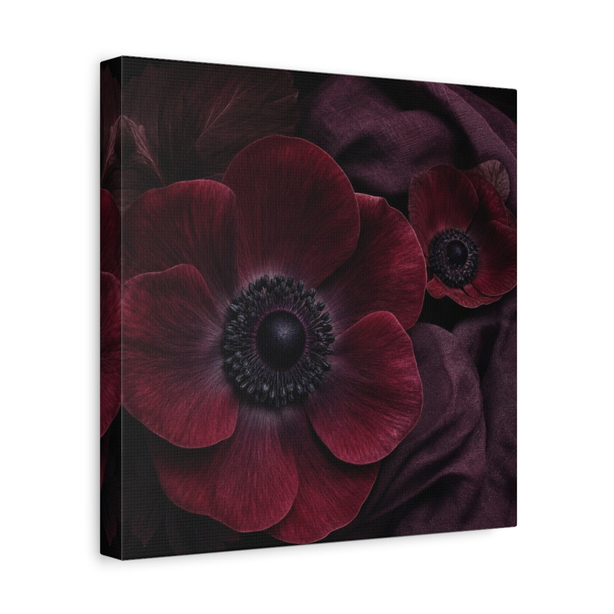 Side Mockup 8. Burgundy Anemone Study shown as canvas print