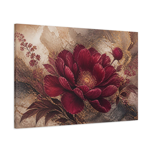Main Mockup. Burgundy Floral Peony shown as canvas print