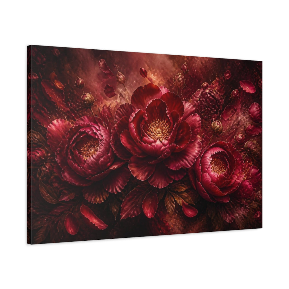Main Mockup. Burgundy Floral Peony shown as canvas print
