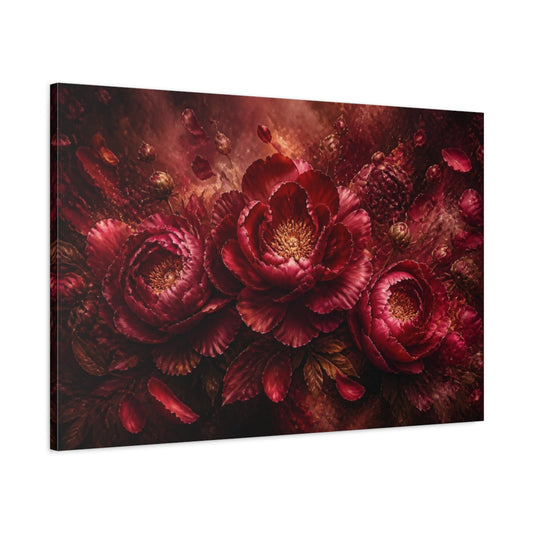 Main Mockup. Burgundy Floral Peony shown as canvas print