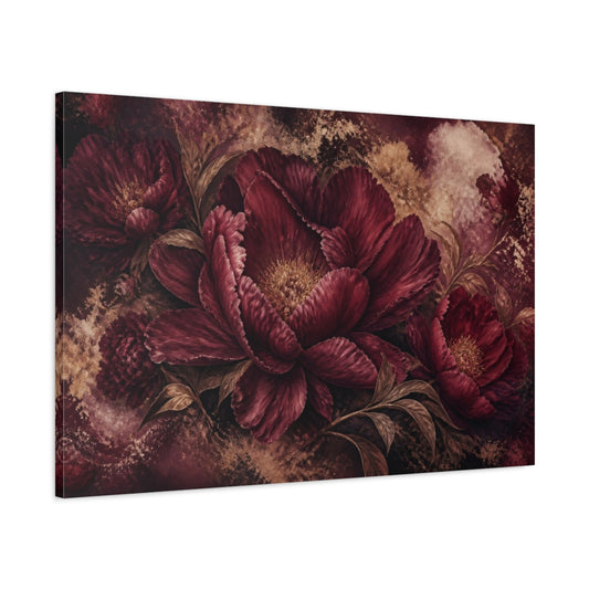 Main Mockup. Burgundy Peony Elegance shown as canvas print