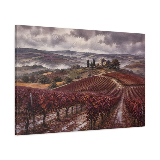 Burgundy Vineyard Landscape Canvas Print – Living Room, Above Couch - YesArtYes
