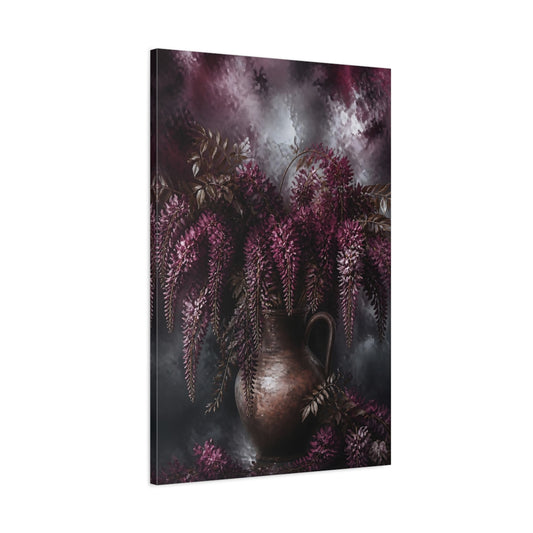 Main Mockup. Burgundy Wisteria Flowers shown as canvas print