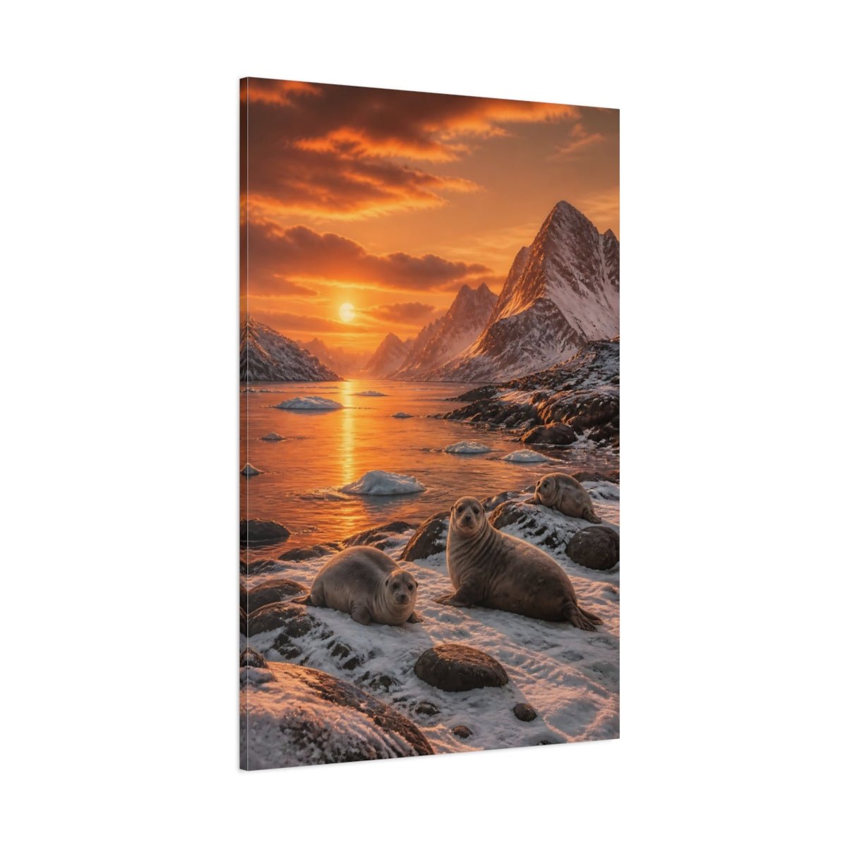 Burnt Sienna Sunset Landscape Palette Seals Canvas Wall Art Print – Realistic Living Room, Large - YesArtYes