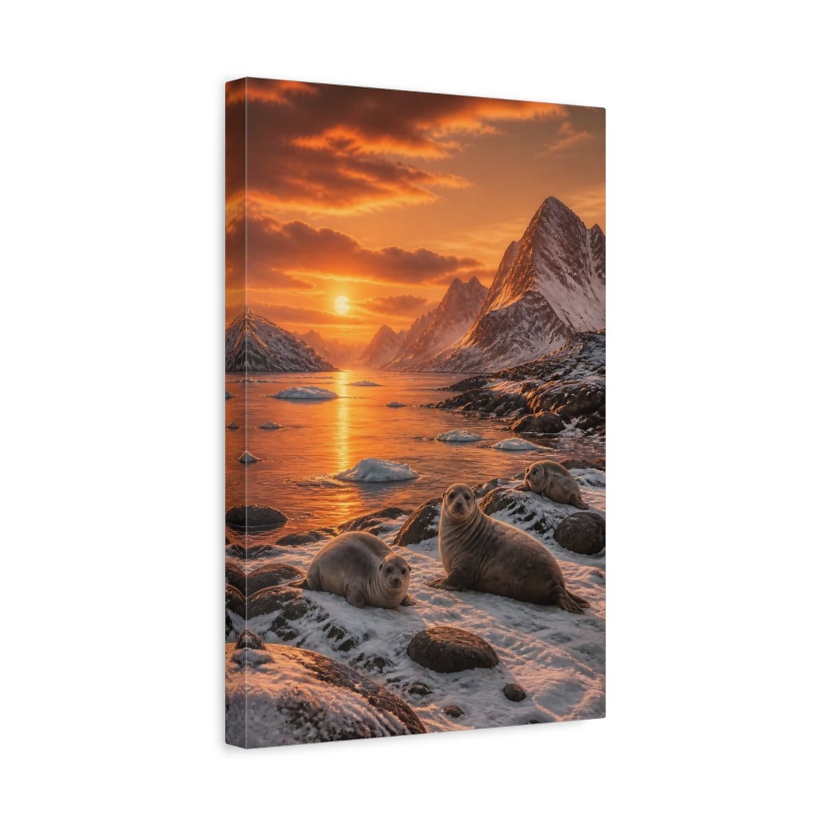 Burnt Sienna Sunset Landscape Palette Seals Canvas Wall Art Print – Realistic Living Room, Large - YesArtYes