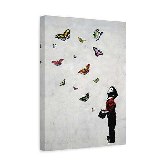 Butterfly Boy Banksy Canvas Street Graffiti Wall Art Prints - YesArtYes