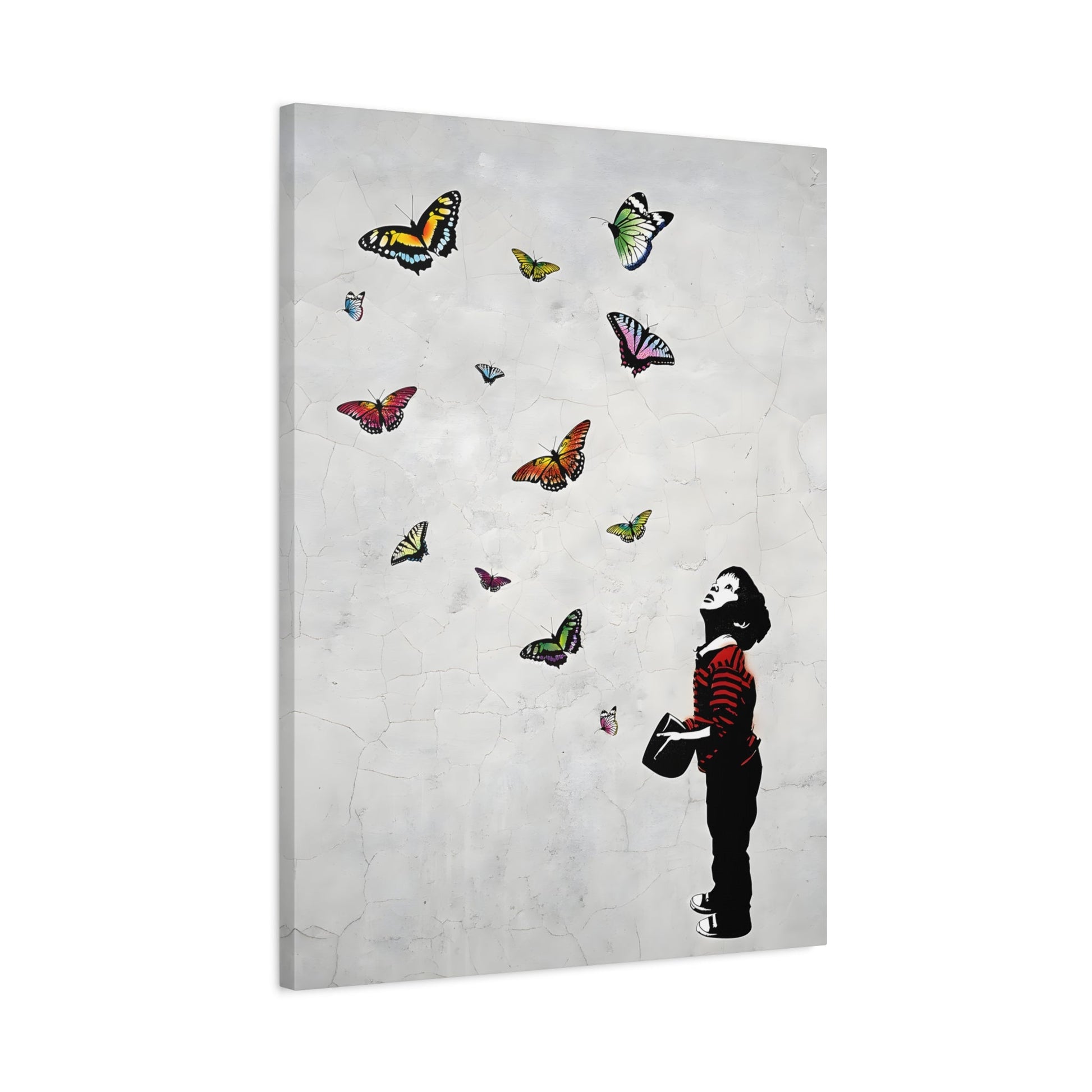 Butterfly Boy Banksy Canvas Street Graffiti Wall Art Prints - YesArtYes