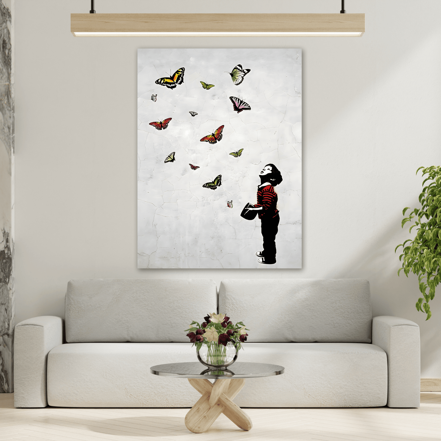 Butterfly Boy Banksy Canvas Street Graffiti Wall Art Prints - YesArtYes